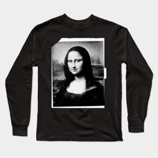 Black and White Davinci Mona Lisa Long Sleeve T-Shirt